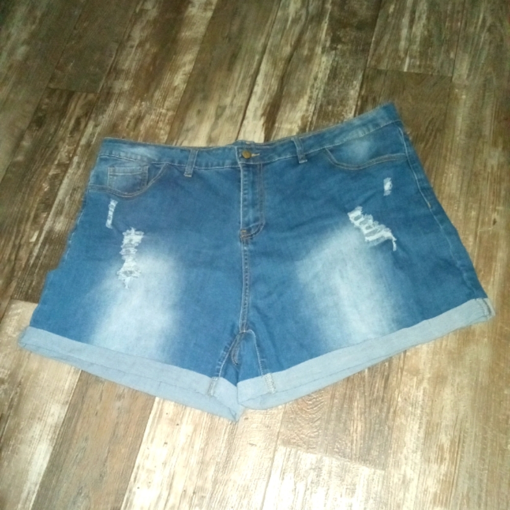 Cunlin Folded Hem Demin Short Size 3XL